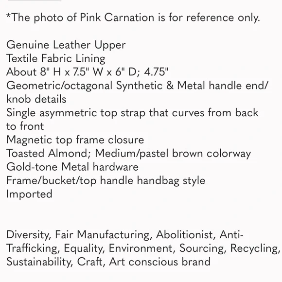 Like NEW Louise et Cie Isel Leather Toasted Almond Frame Novelty Curve Handle - Picture 8 of 13